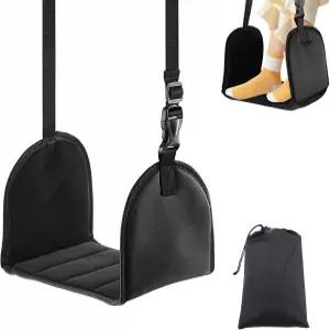 하드보드 지지대와 메모리 폼 패드가 있는 휴대용 및 조절 가능한 비행기 발 해먹 - 항공 여행 사무실 사용