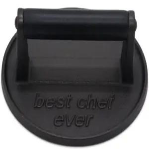 JNXHON 베스트 셰프 헤비 듀티 주물 철 그릴 프레스 버거 베이컨 바비큐 고기 스매셔 원형 플랫 프레스와