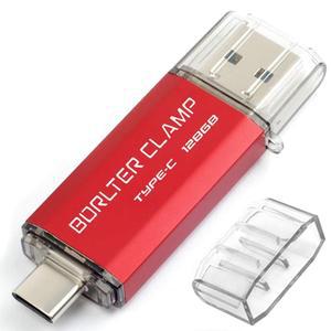 128GB USB 타입-C 플래시 드라이브 3.0 듀얼 드라이브, BollterClamp C 메모리 스틱 OTG 썸 드라이브(안드로이드 스마트폰용) 삼성 갤럭시 S10/S9/S8/노트 9, LG, 구글 픽셀, PC(빨간색)