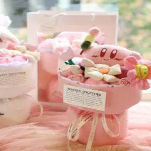 발렌타인데이 별의 커비 선물 핑크 꽃다발 여자친구 인형