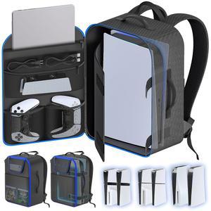 PS5 / 슬림 프로와 호환되는 휴대용 케이스 여행용, 16인치 노트북에 맞는 P5 백팩, 디지털 디스크 게임 콘솔용 보호 여행 가방, 컨트롤러 케이블용 PS 파이브 액세서리