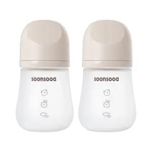 순수아 실리콘 코팅 유리젖병 노꼭지 160ml-2개