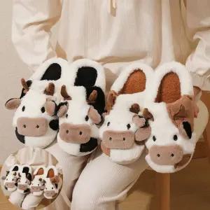 털실내화 카우슬리퍼 여성 남성 겨울 거실화 방한화