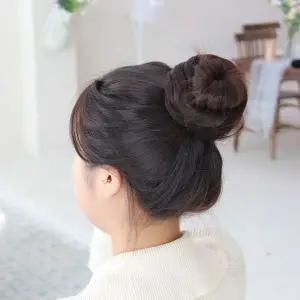올림머리 똥머리 가발 머리끈 자연갈색