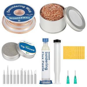 팁 클리닝 키트, 솔더 윅, 아이언 팁, 황동 와이어, 클리너, 스펀지 및 플럭스, 원더웨이 제공 (SWK-001)