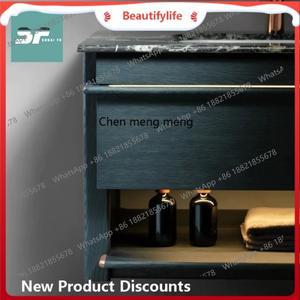 라포식 B67 그린  스톤 욕실 캐비닛 조합 세면대 세면기 원목 페인트