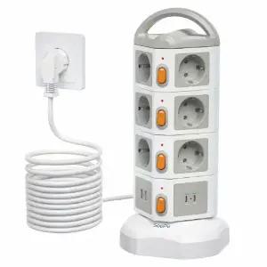 [Soopii]4000W고용량 USB 멀티탭 배선차단 캠핑 타워 안전 멀티콘센트 14구 5m