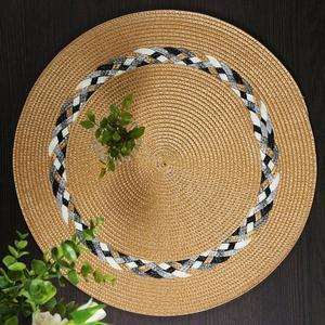 하이 퀄리티 라운드 우븐 브레이드 플레이스매트 가정용 주방 절연 플레이트 매트 식탁용 15 인치 1개 4개