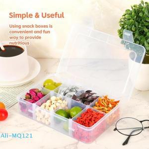(M)8 그리드 스낵 박스 컨테이너 용량 식품 등급 투명 조절 가능 구획 뚜껑 플라스틱 보관 상자