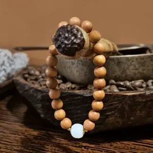 [하프클럽/]우드 옥 염주 팔찌 수공예 향나무 원석 매력