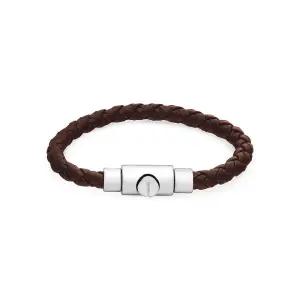 페라가모 77 3540 0703873 (773540 703873) 브레이드 스몰 브라운 가죽 팔찌