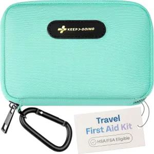 자동차 집 하이킹 캠핑 및 야외 응급 상황을 위한 KeepGoing 여행 응급처치 키트 - 여행용 사이즈 TSA 승인