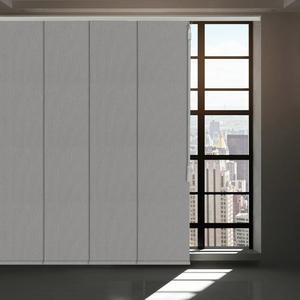 라이트 필터링 무선 슬라이딩 패널 트랙 블라인드, 윈도우 및 파티오 도어용 4레일 또는 6레일 수직 직조 패브릭 커튼, 다크 그레이