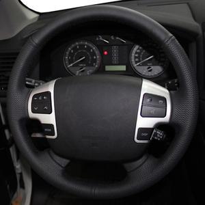 도요타 호환 랜드 크루저 200 시리즈 70 툰드라 세쿼이아 하이어스 2007- 용 DIY 블랙 인조 가죽 자동차 핸