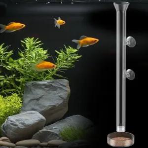 Pawfly 12인치 수족관 새우 모이통 세트 접시 및 흡입 컵 2개가 있는 투명 유리 튜브 물고기 수조용 먹이