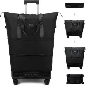 벨포 롤링 더플백 바퀴와 손잡이 확장 가능한 접이식 여행 가방 - 짐 위의 바퀴 달린 휴대용 주말 여행을