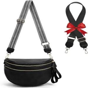 여성용 가죽 크로스바디 범백 대형 슬링 지갑 슬루시 벨트 2Pc 조절 스트랩 포함