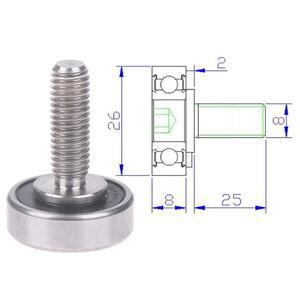 도어 윈도우 메탈 베어링 OD 26mm 스크류 롤러 스테인리스 스틸 M8 스레드 JS600026-8C2L25M8 1/2개