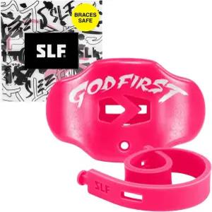 SLEEFS 갓 퍼스트 핑크 축구 마우스 가드 - 스트랩이 달린 노보일 마우스피스 청소년 및 성인을 위한 최대