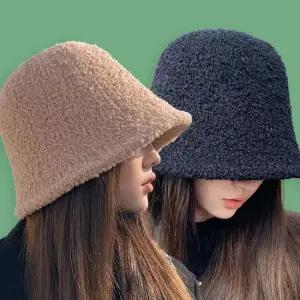여성 뽀글이 모자 겨울 패션 버킷 햇 벙거지