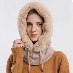 겨울 니트융털 넥워머 따뜻한 방한 인조퍼 후드워머