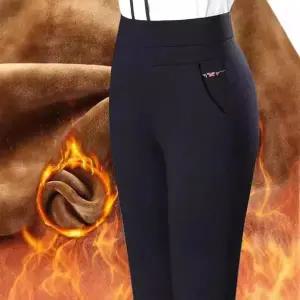 허리 두꺼운 양털 탄성 스트레이트 레그 바지 플러스 사이즈 슬리밍 엄마 청바지 여성 가을 겨울 바지