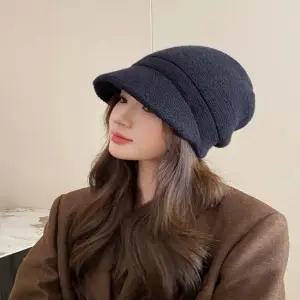 3컬러 중년여자 보송한 이중 니트모자 데일리 캡비니