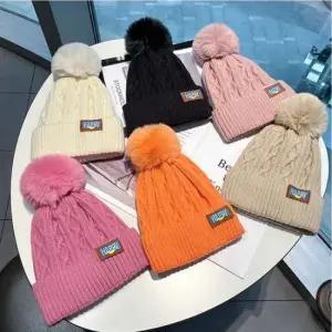 4컬러 겨울 HAPPY 왕방울털 귀여운 퍼 폼폼 비니모자