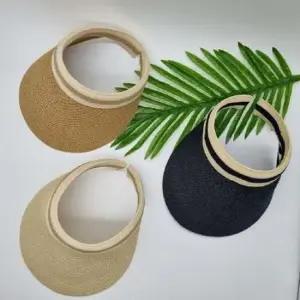 라탄 썬캡 여름 여성 모자 자외선 차단 썬바이저 내츄