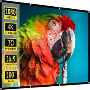 프로젝터 화면 100인치 영화 16 9 접이식 휴대용 홈 시어터 야외 실내 파티 사무실 웨딩용 스크린