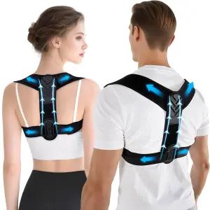 남녀용 블랙YEW 자세 교정기 상부 척추 지지를 위한 조절식 허리 보조기 어깨 목 및 를 통기성