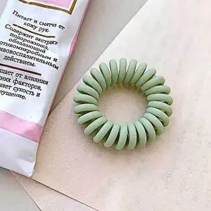 무광 라이트 스프링 그린 전화선 헤어끈