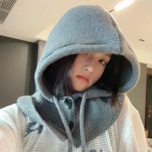 니트 후드 넥워머 바라클라바 170g 겨울 방한 보온 페이크 모자 워머 레이어드