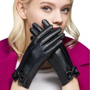 (품번 품번/LD-1123 여자리본가죽장갑)여자 리본 여성용 겨울 방한용품 한겨울 강추위 안감 퍼 기모 가죽장