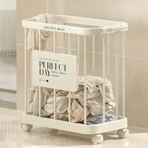 이동식 빨래 수납 바구니 플라스틱 손잡이 리빙 바스켓 (WFKBDBJ)