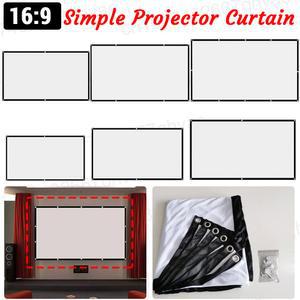 호환 간단한 프로젝터 스크린 휴대용 프로젝션 커튼 천 홈 시네마 사무실 야외 영화 60 인치 72 인치 84 인치 100 인치 120/150 인치 HD 디스플레이