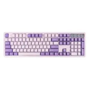 QSENN 유선 + 무선 블루투스 기계식 키보드 Q104 8K 풀윤활 가스켓 [ 라벤더/딸기라떼축 ] [H@lu]