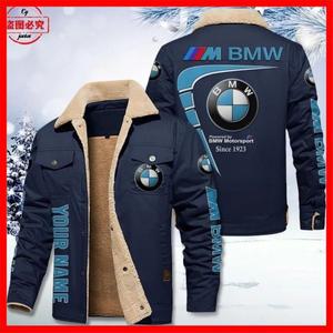 BMW 오토바이 로고 프린트 재킷 스탠드 칼라 남성용  벨벳 겨울용 따뜻한 사이클링 슈트 모터스 팀 레이싱