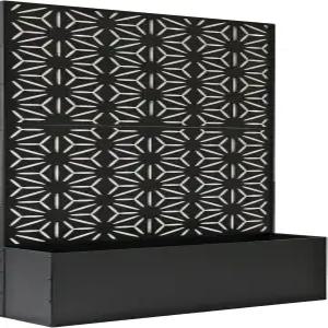 6피트 X 4피트 블랙 프리스탠딩 메탈 프라이버시 스크린 칸막이 플라워 박스 포함