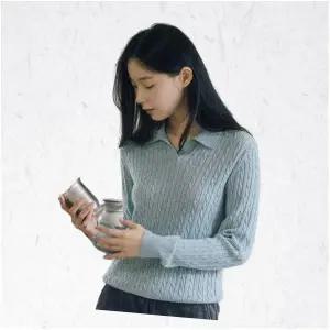 폴햄 여성 슬릿카라 케이블 풀오버 니트 PHF4ET2470A 368373