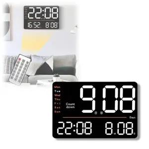 LED 전자 알람 벽걸이 무소음 디지털 온습도 벽시계 (KYR-WE776B6)