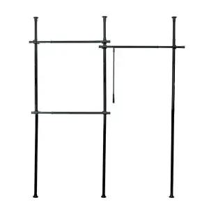 [하프클럽/]다용도 기둥형 행거 블랙색상 높이조절 수납행거 의류 정리함