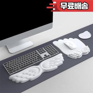 키보드 마우스 손목 받침대 천사 날개 메모리폼 패드 세트 지지대 인체공학적 미끄럼 방지 사무실 PC 노트
