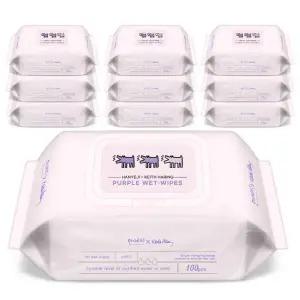 한예지 키스해링 퍼플 다용도 물티슈 캡형 100매 10팩 434997