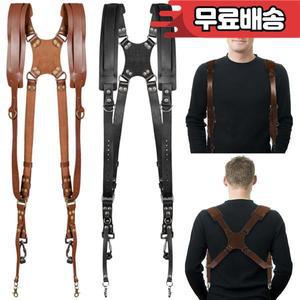 조절 가능한 가죽 카메라 어깨 벨트 더블 휴대용  사진 도구