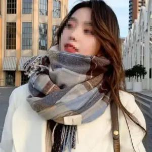 2색 1개 체크 목도리 넓은 롱 머플러 숄머플러 어깨숄 커플 목감싸개 목돌이