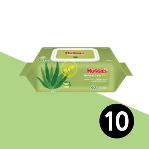 하기스 내츄럴케어 플러스 아기 물티슈 캡형 72매 10팩 저자극 (총720매)