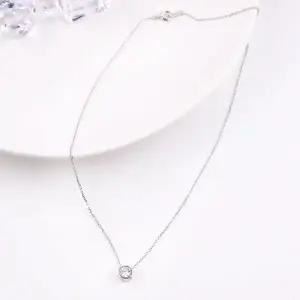 [셀러에이드]시후주얼리 클래식 실버925 시뮬럿다이아 원형 라운드 목걸이 SS238N