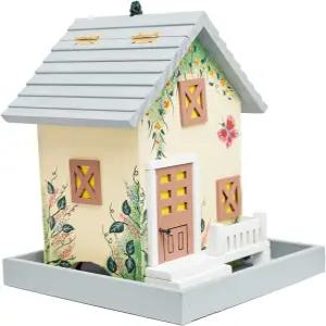 야외용 화려한 새집 나무 새 모이통 집 벌새 카디널 파랑새 야생새 장식용 선물 밝은 노란색