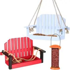 2pk 스윙 버드 피더 벤치 디자인의 다람쥐 방지 금속 메쉬 트레이 현관 및 마당 장식용 고용량 녹슬지 않는